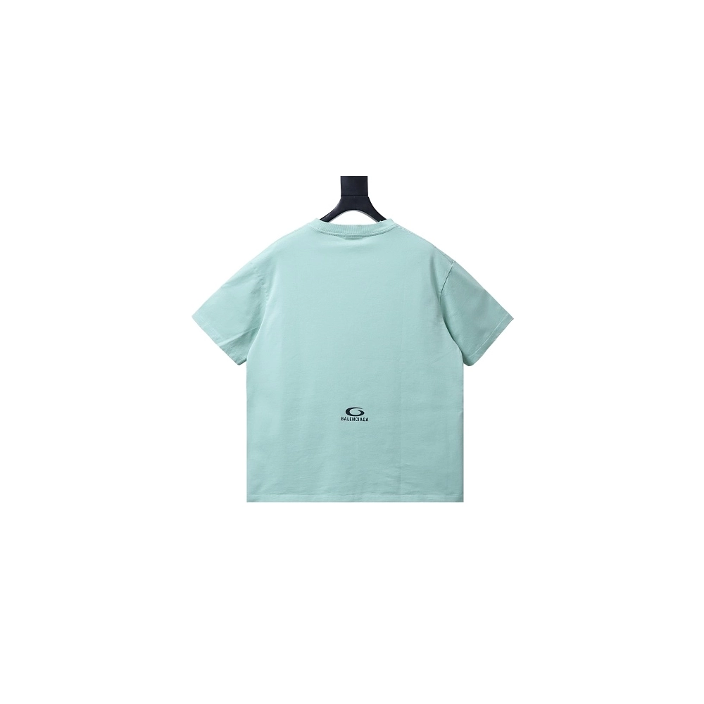 Balenciaga Ring-Print Letter T-Shirt Green,Balenciaga T-Shirts,T-Shirts,CLOTHES