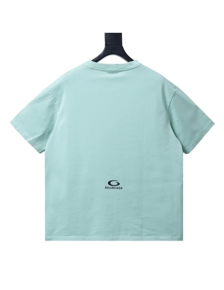 Balenciaga Ring-Print Letter T-Shirt Green,Balenciaga T-Shirts,T-Shirts,CLOTHES