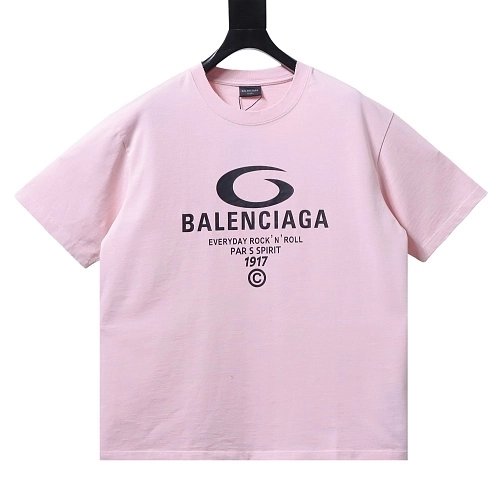 Balenciaga Ring-Print Letter T-Shirt Pink,Balenciaga T-Shirts,T-Shirts,CLOTHES