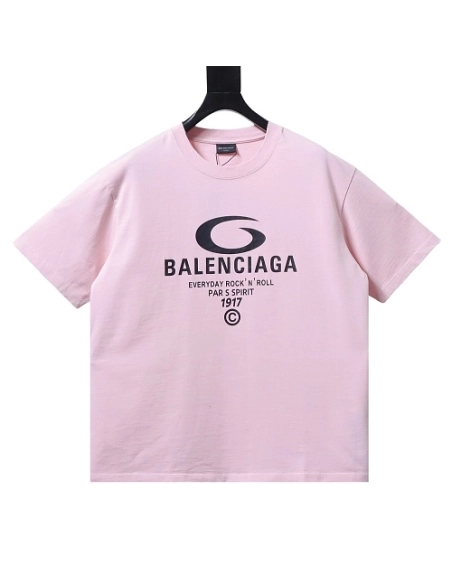 Balenciaga Ring-Print Letter T-Shirt Pink,Balenciaga T-Shirts,T-Shirts,CLOTHES