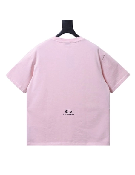 Balenciaga Ring-Print Letter T-Shirt Pink,Balenciaga T-Shirts,T-Shirts,CLOTHES