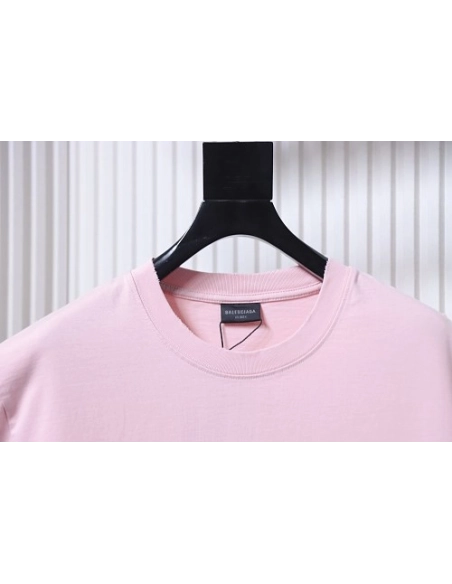 Balenciaga Ring-Print Letter T-Shirt Pink,Balenciaga T-Shirts,T-Shirts,CLOTHES