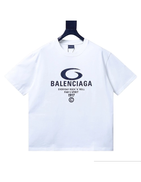 Balenciaga Ring-Print Letter T-Shirt White,Balenciaga T-Shirts,T-Shirts,CLOTHES