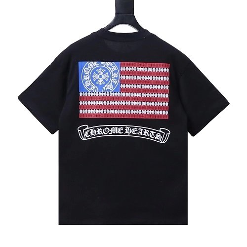 Chrome Hearts Flag Print T-shirt Black,Chrome Hearts T-Shirts,T-Shirts,CLOTHES