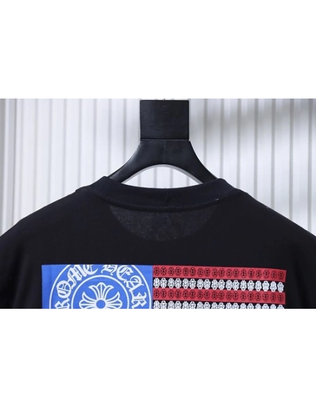 Chrome Hearts Flag Print T-shirt Black,Chrome Hearts T-Shirts,T-Shirts,CLOTHES