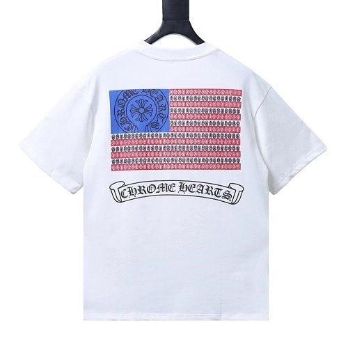 Chrome Hearts Flag Print T-shirt White,Chrome Hearts T-Shirts,T-Shirts,CLOTHES