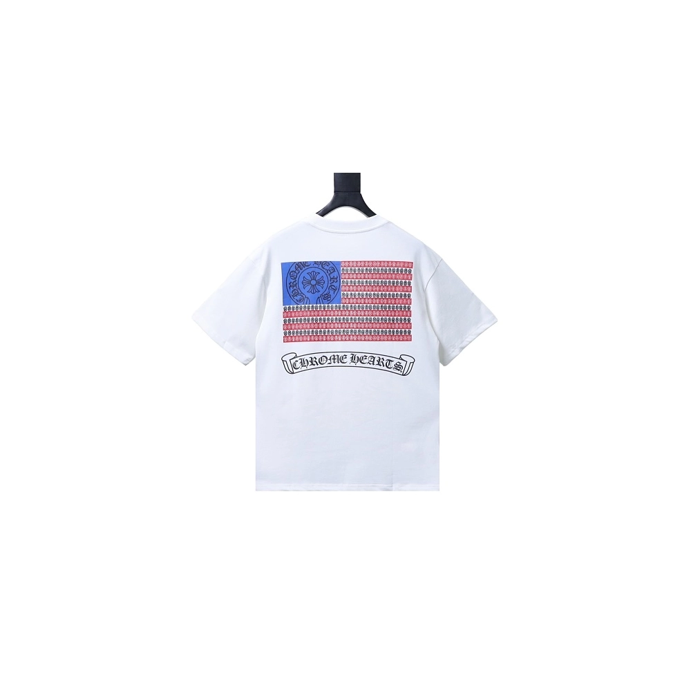 Chrome Hearts Flag Print T-shirt White,Chrome Hearts T-Shirts,T-Shirts,CLOTHES