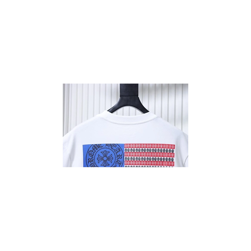 Chrome Hearts Flag Print T-shirt White,Chrome Hearts T-Shirts,T-Shirts,CLOTHES
