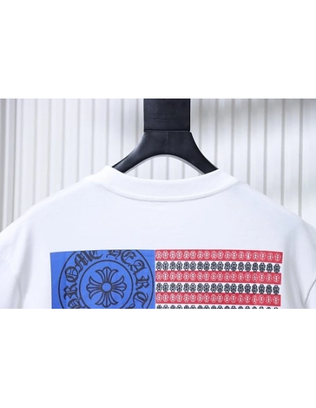 Chrome Hearts Flag Print T-shirt White,Chrome Hearts T-Shirts,T-Shirts,CLOTHES