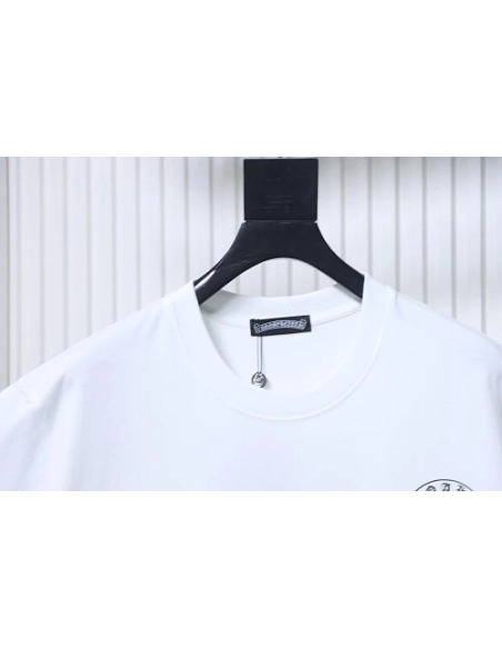 Chrome Hearts Horseshoe Logo Back-Print T-Shirt White,Chrome Hearts T-Shirts,T-Shirts,CLOTHES