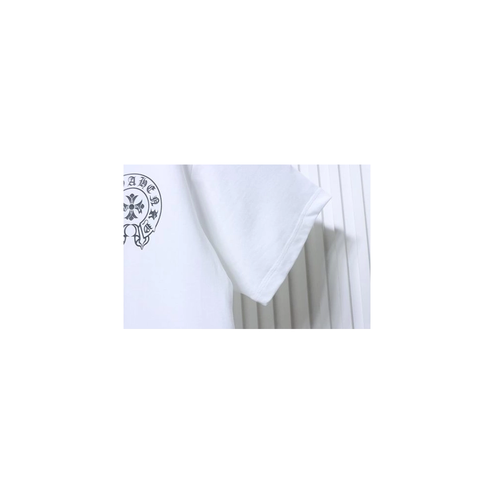 Chrome Hearts Horseshoe Logo Back-Print T-Shirt White,Chrome Hearts T-Shirts,T-Shirts,CLOTHES
