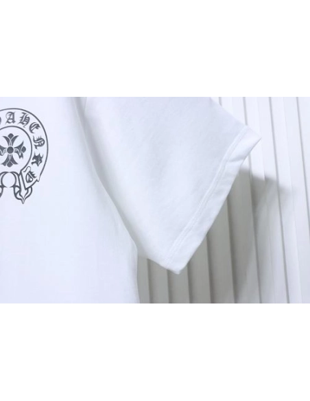 Chrome Hearts Horseshoe Logo Back-Print T-Shirt White,Chrome Hearts T-Shirts,T-Shirts,CLOTHES