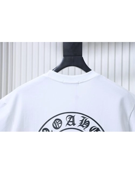Chrome Hearts Horseshoe Logo Back-Print T-Shirt White,Chrome Hearts T-Shirts,T-Shirts,CLOTHES
