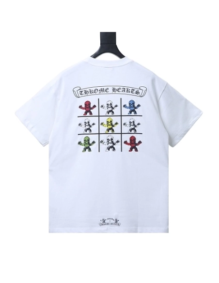 Chrome Hearts Nine-Panel Skull Print T-shirt White,Chrome Hearts T-Shirts,T-Shirts,CLOTHES