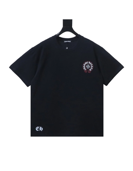 Chrome Hearts Pink-Trimmed Horseshoe T-shirt Black,Chrome Hearts T-Shirts,T-Shirts,CLOTHES