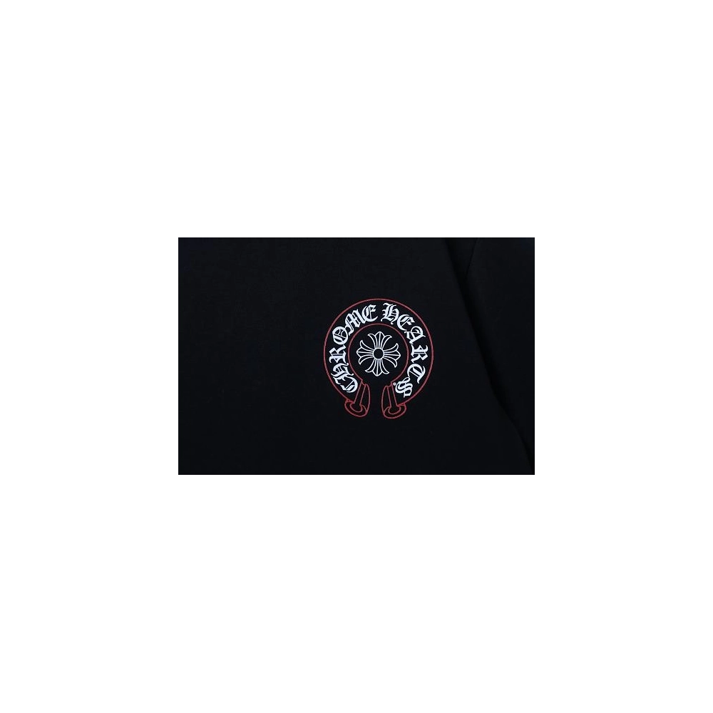 Chrome Hearts Pink-Trimmed Horseshoe T-shirt Black,Chrome Hearts T-Shirts,T-Shirts,CLOTHES