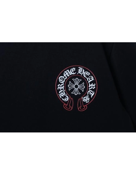 Chrome Hearts Pink-Trimmed Horseshoe T-shirt Black,Chrome Hearts T-Shirts,T-Shirts,CLOTHES