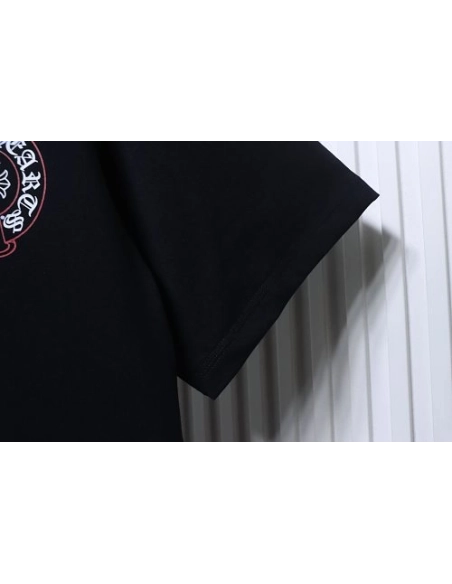 Chrome Hearts Pink-Trimmed Horseshoe T-shirt Black,Chrome Hearts T-Shirts,T-Shirts,CLOTHES
