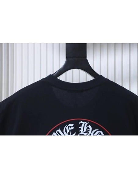 Chrome Hearts Pink-Trimmed Horseshoe T-shirt Black,Chrome Hearts T-Shirts,T-Shirts,CLOTHES