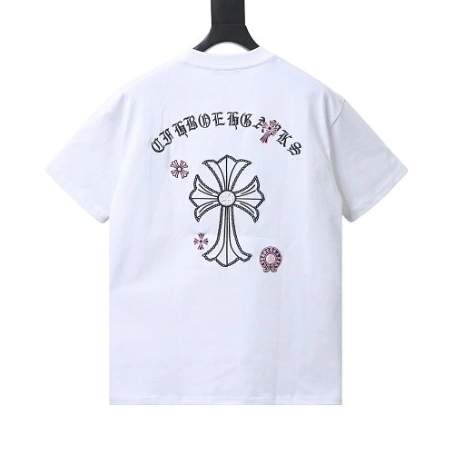 Chrome Hearts Sanskrit Cross Embroidered T-Shirt White,Chrome Hearts T-Shirts,T-Shirts,CLOTHES