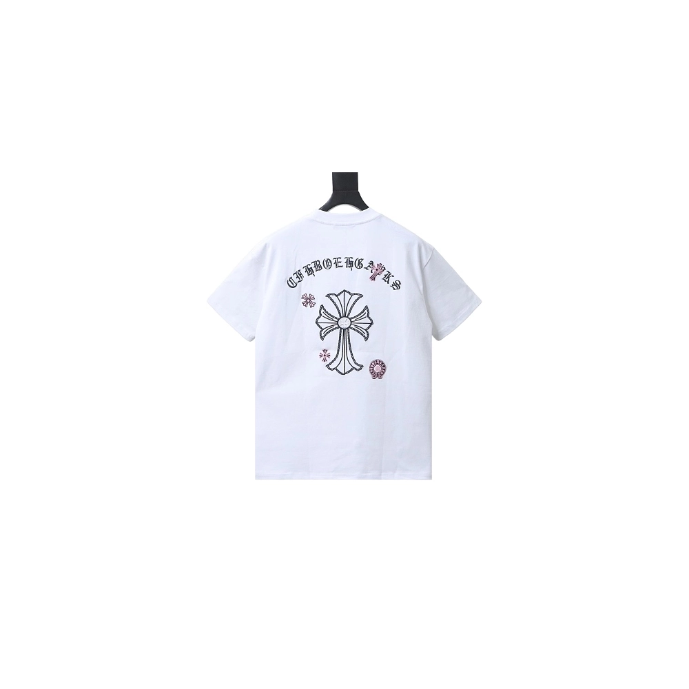 Chrome Hearts Sanskrit Cross Embroidered T-Shirt White,Chrome Hearts T-Shirts,T-Shirts,CLOTHES