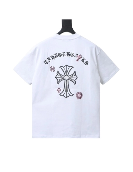 Chrome Hearts Sanskrit Cross Embroidered T-Shirt White,Chrome Hearts T-Shirts,T-Shirts,CLOTHES