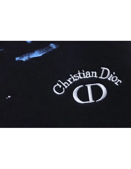 Dior Ink-Splatter Graffiti Embroidered Logo Shorts Black,Dior Shorts,Shorts,CLOTHES