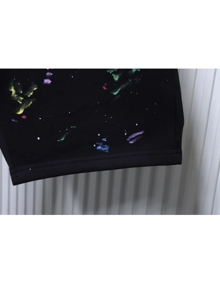 Dior Ink-Splatter Graffiti Embroidered Logo Shorts Black,Dior Shorts,Shorts,CLOTHES