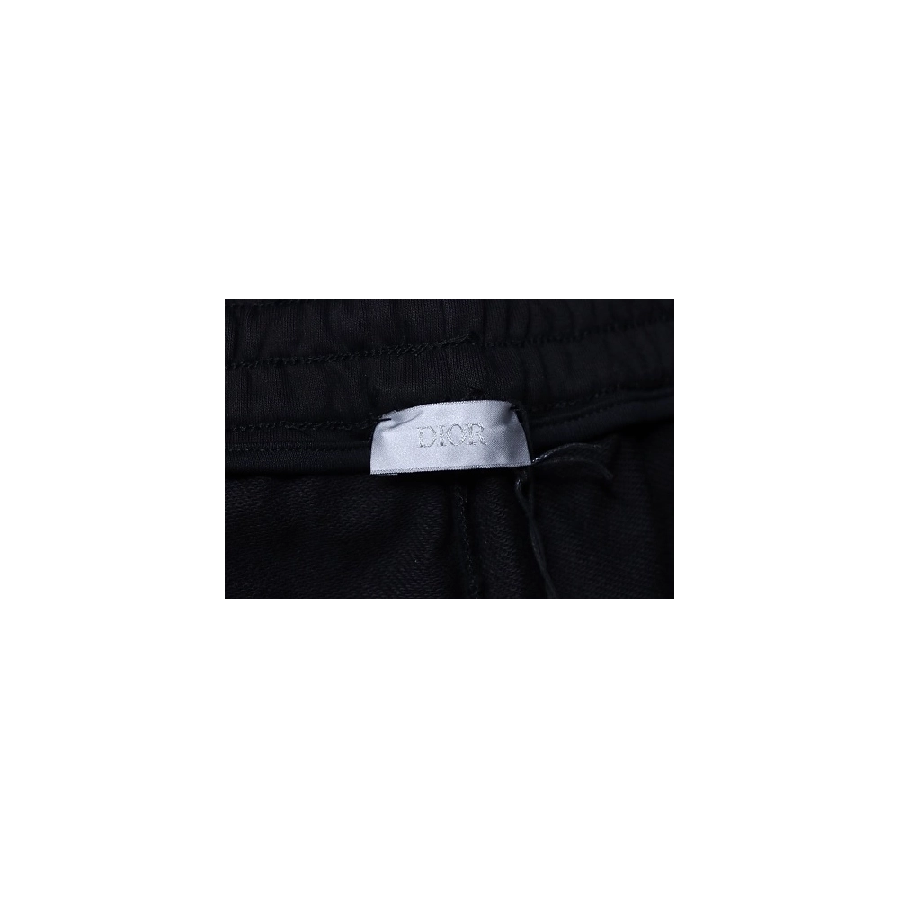 Dior Ink-Splatter Graffiti Embroidered Logo Shorts Black,Dior Shorts,Shorts,CLOTHES