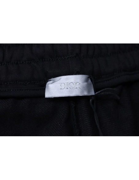 Dior Ink-Splatter Graffiti Embroidered Logo Shorts Black,Dior Shorts,Shorts,CLOTHES