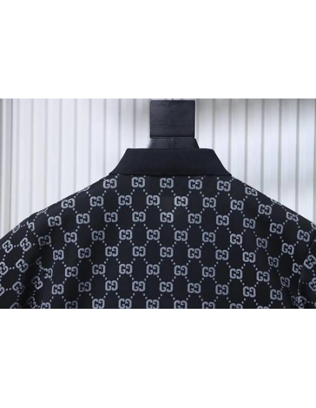 Gucci All-Over Print Short Sleeve Polo Shirt Black Gray,Gucci T-shirts,T-Shirts,CLOTHES