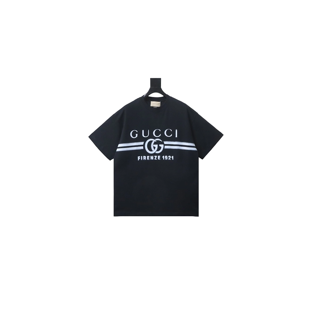 Gucci Black and White Gradient Belt Print T-shirt Black,Gucci T-shirts,T-Shirts,CLOTHES