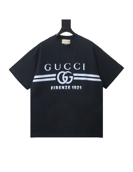 Gucci Black and White Gradient Belt Print T-shirt Black,Gucci T-shirts,T-Shirts,CLOTHES