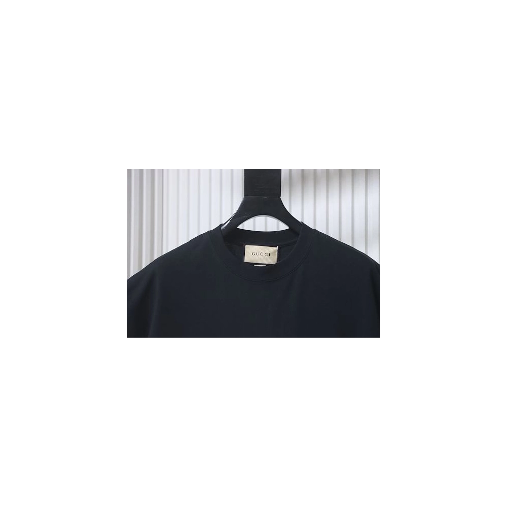Gucci Black and White Gradient Belt Print T-shirt Black,Gucci T-shirts,T-Shirts,CLOTHES
