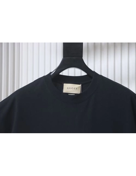 Gucci Black and White Gradient Belt Print T-shirt Black,Gucci T-shirts,T-Shirts,CLOTHES