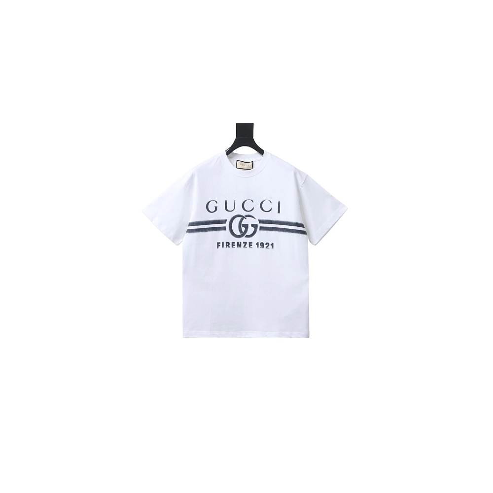 Gucci Black and White Gradient Belt Print T-shirt White,Gucci T-shirts,T-Shirts,CLOTHES