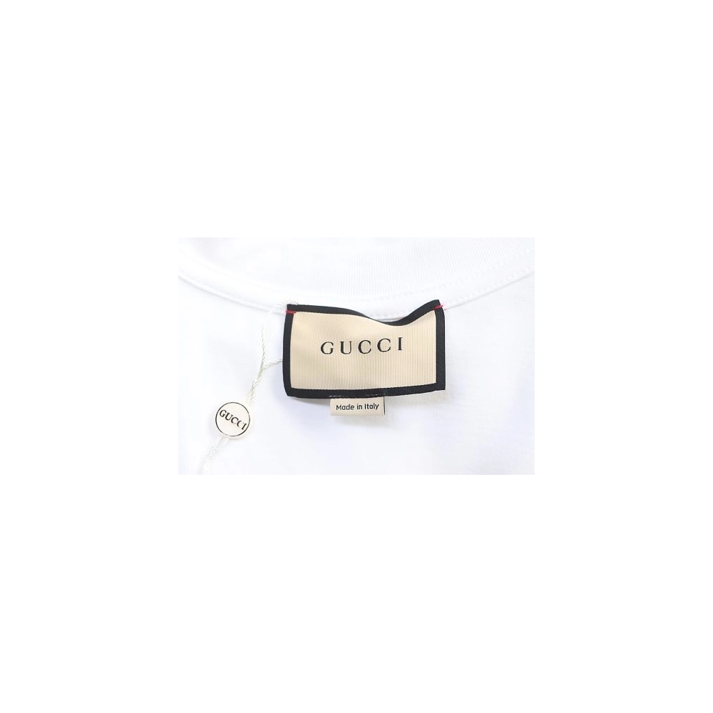 Gucci Black and White Gradient Belt Print T-shirt White,Gucci T-shirts,T-Shirts,CLOTHES