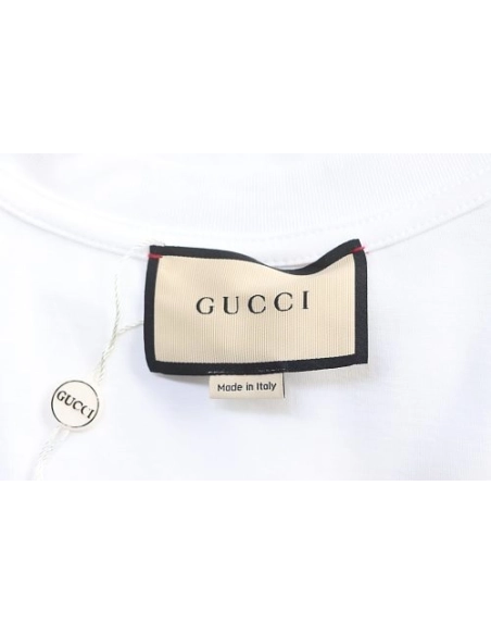 Gucci Black and White Gradient Belt Print T-shirt White,Gucci T-shirts,T-Shirts,CLOTHES