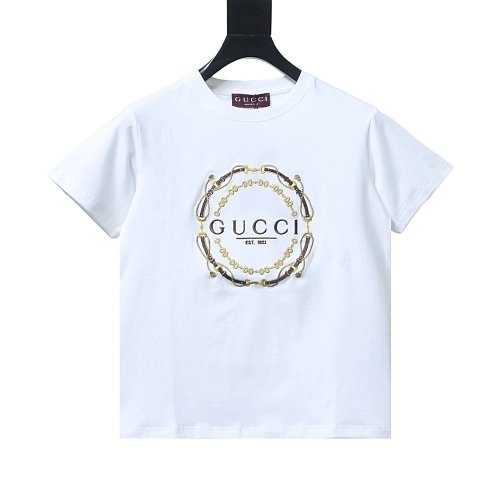 Gucci Interlocking Bridle Motif Letter Embroidery T-shirt White,Gucci T-shirts,T-Shirts,CLOTHES