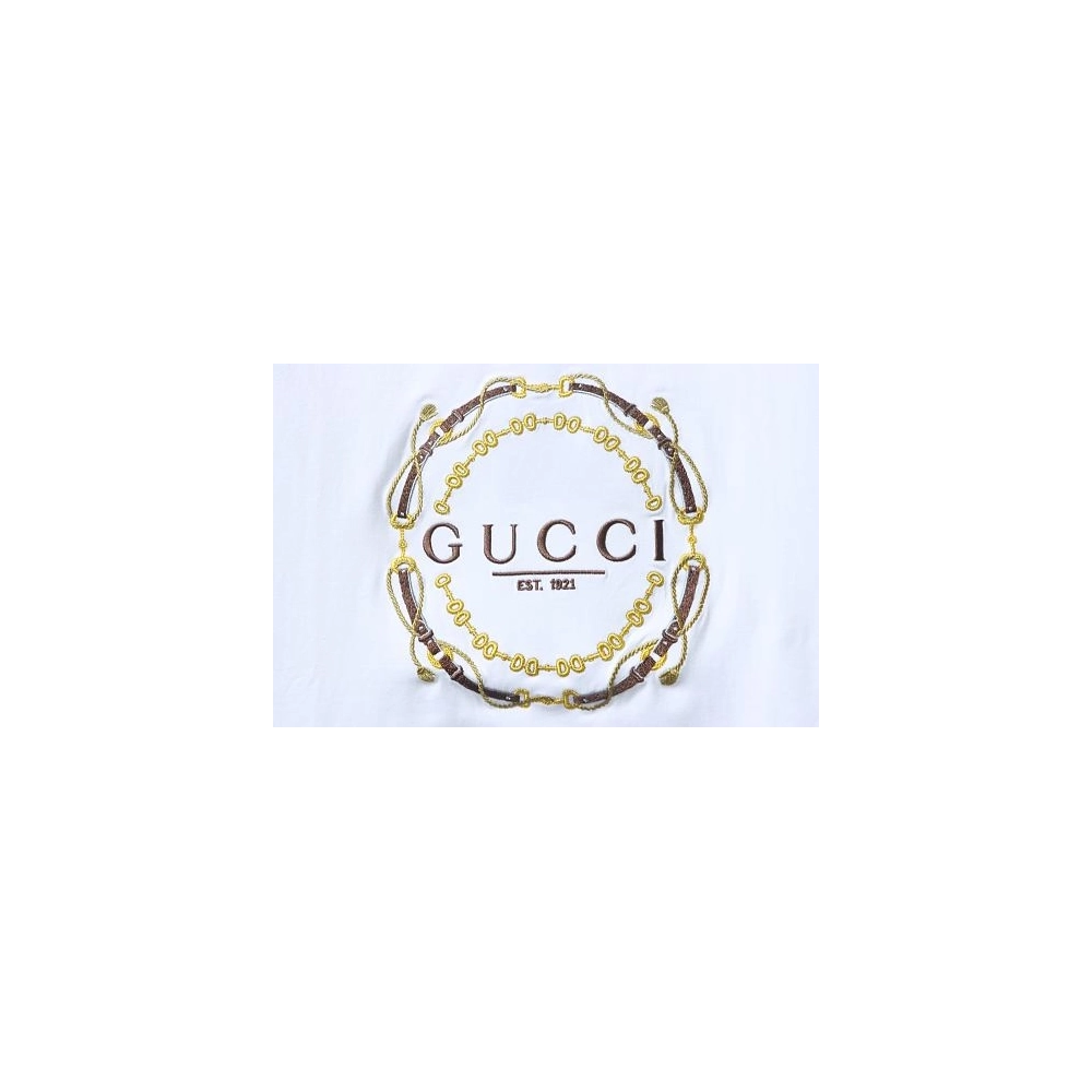 Gucci Interlocking Bridle Motif Letter Embroidery T-shirt White,Gucci T-shirts,T-Shirts,CLOTHES