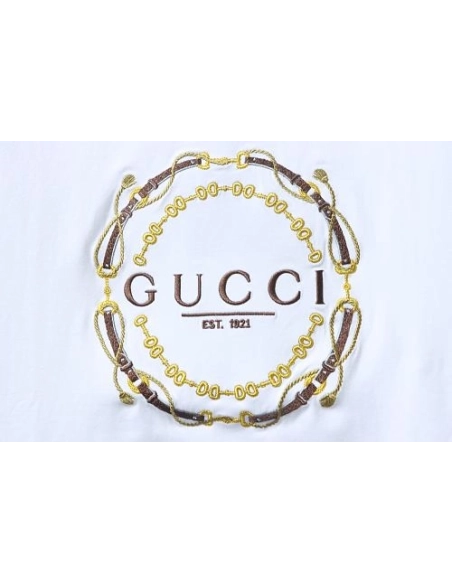 Gucci Interlocking Bridle Motif Letter Embroidery T-shirt White,Gucci T-shirts,T-Shirts,CLOTHES