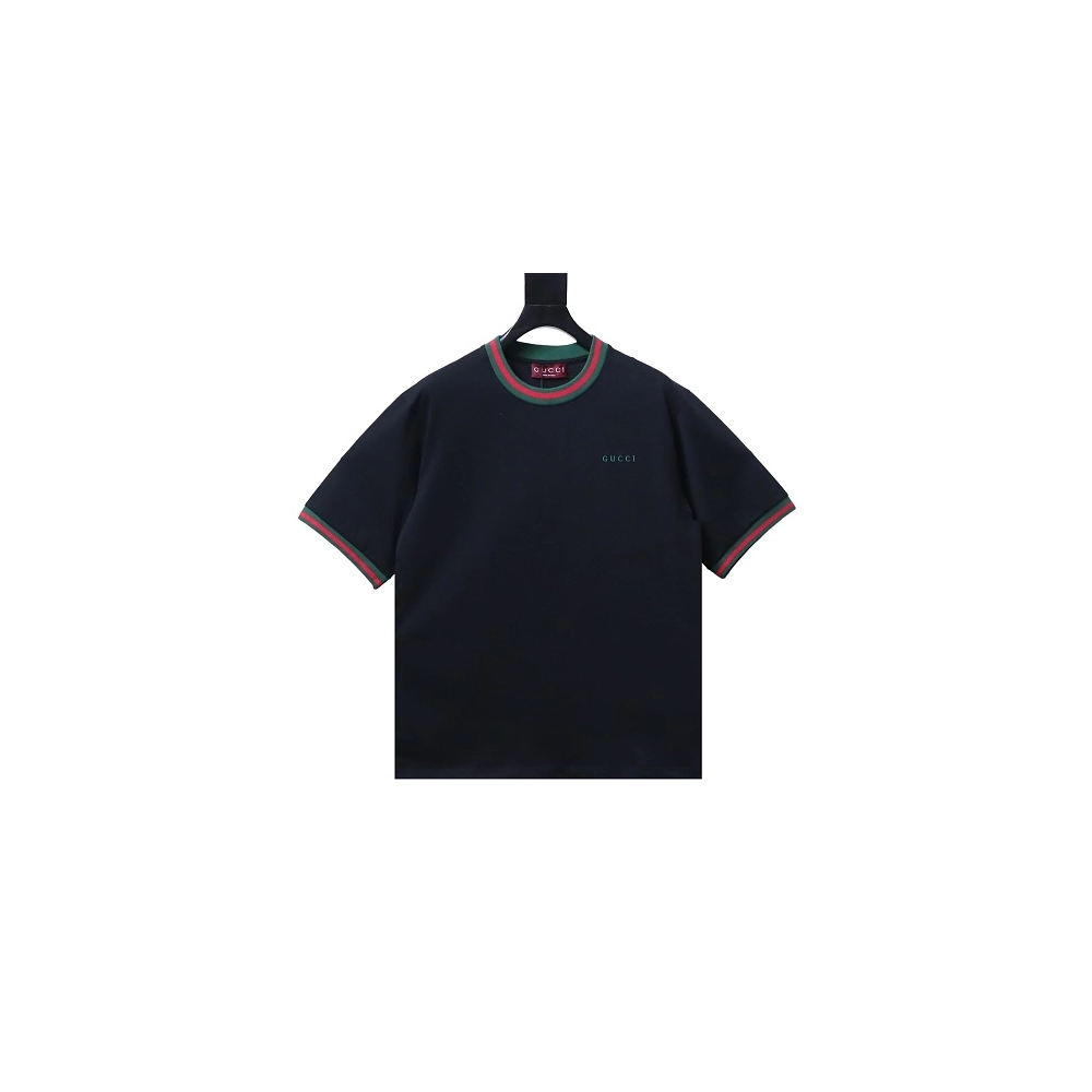 Gucci Red and Green Ribbed Crew-Neck T-Shirt Black,Gucci T-shirts,T-Shirts,CLOTHES