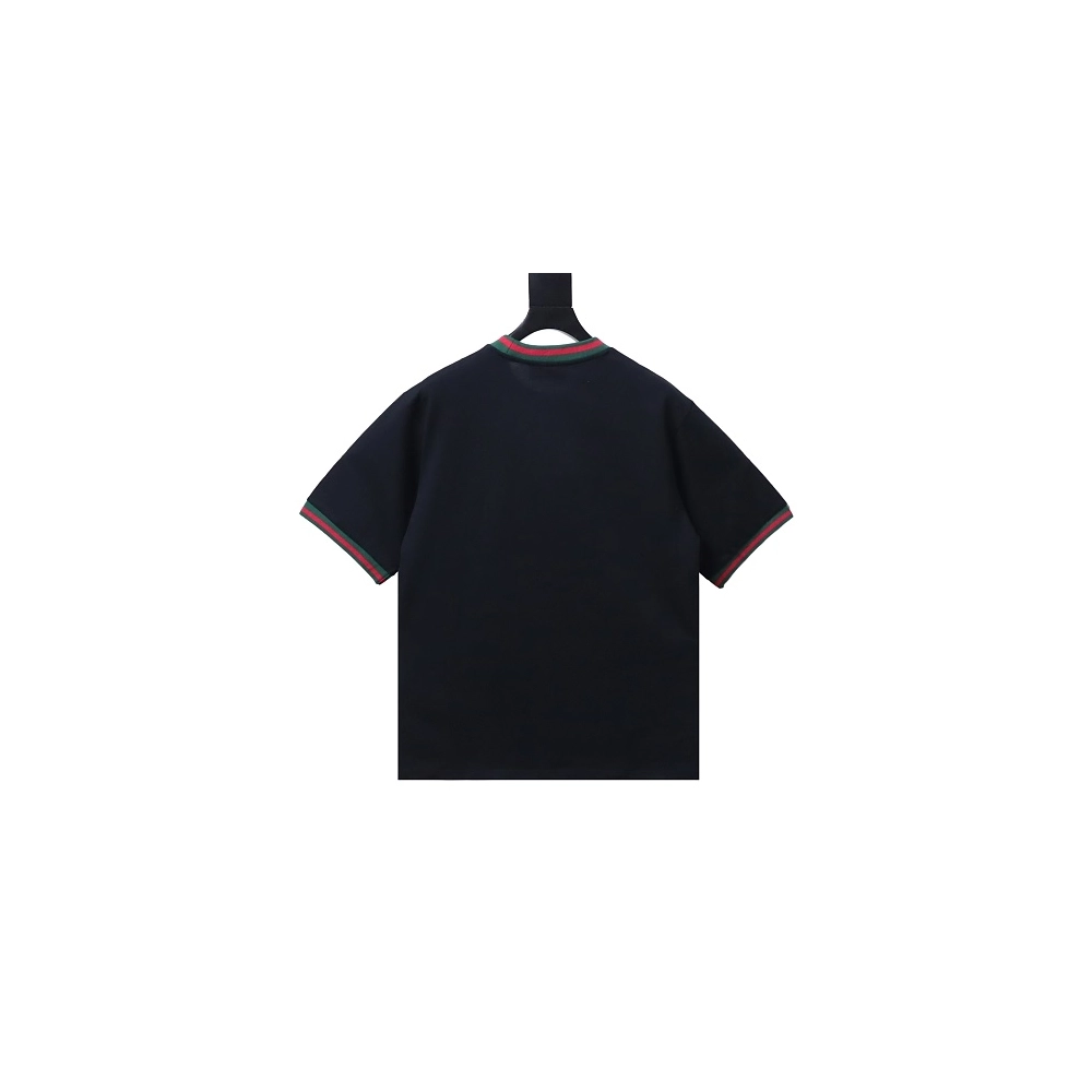 Gucci Red and Green Ribbed Crew-Neck T-Shirt Black,Gucci T-shirts,T-Shirts,CLOTHES