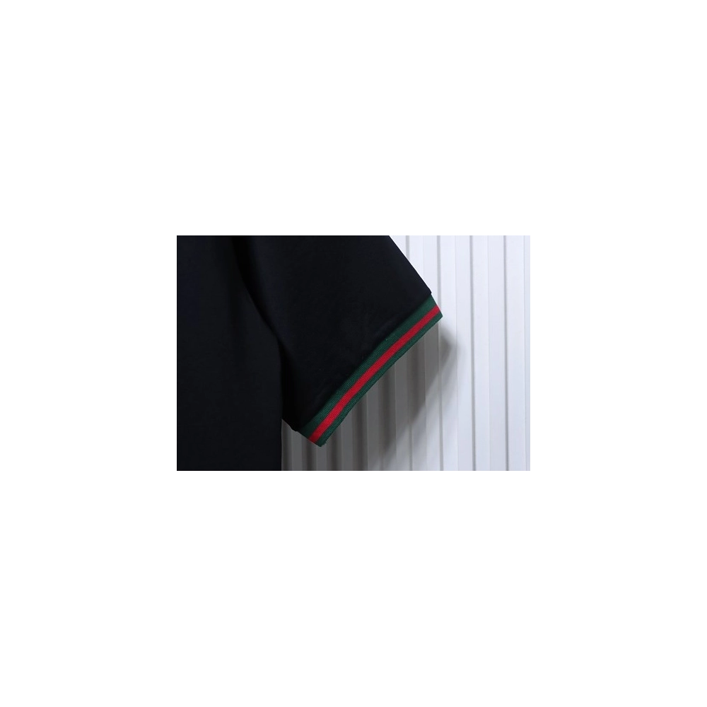 Gucci Red and Green Ribbed Crew-Neck T-Shirt Black,Gucci T-shirts,T-Shirts,CLOTHES