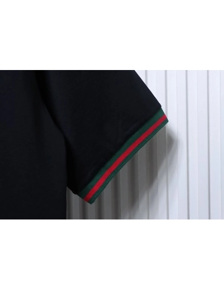 Gucci Red and Green Ribbed Crew-Neck T-Shirt Black,Gucci T-shirts,T-Shirts,CLOTHES
