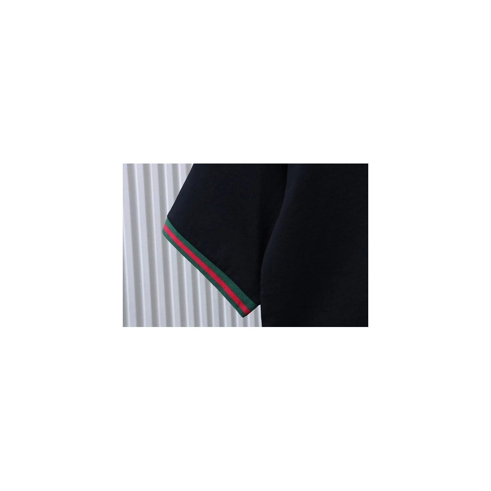 Gucci Red and Green Ribbed Crew-Neck T-Shirt Black,Gucci T-shirts,T-Shirts,CLOTHES