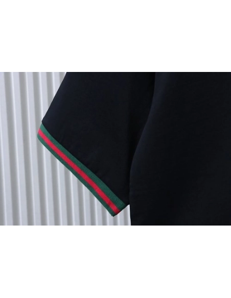 Gucci Red and Green Ribbed Crew-Neck T-Shirt Black,Gucci T-shirts,T-Shirts,CLOTHES
