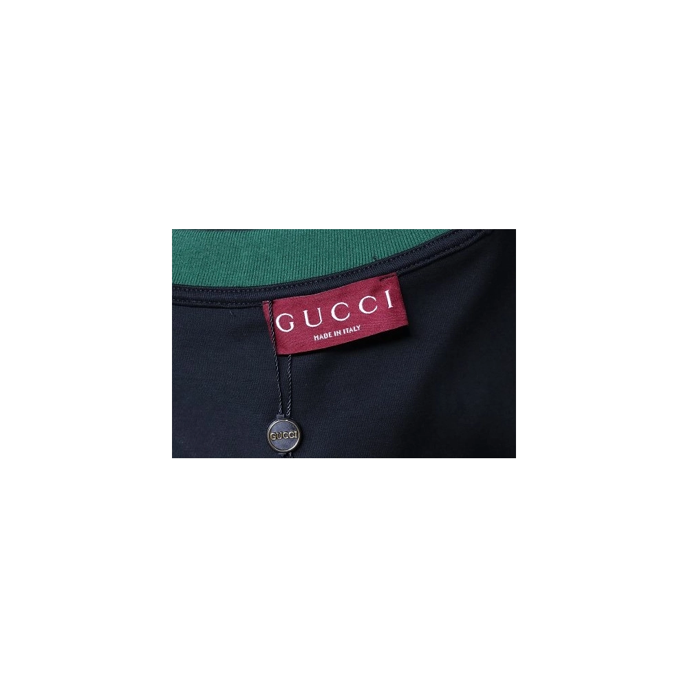 Gucci Red and Green Ribbed Crew-Neck T-Shirt Black,Gucci T-shirts,T-Shirts,CLOTHES