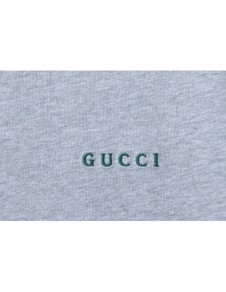 Gucci Red and Green Ribbed Crew-Neck T-Shirt Gray,Gucci T-shirts,T-Shirts,CLOTHES