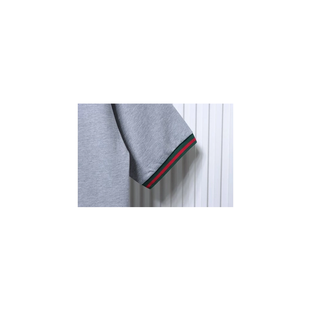 Gucci Red and Green Ribbed Crew-Neck T-Shirt Gray,Gucci T-shirts,T-Shirts,CLOTHES